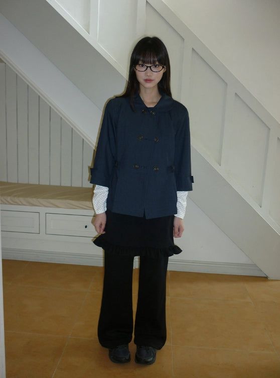 Yukomi Three Quarter Button Nylon Double Jacket