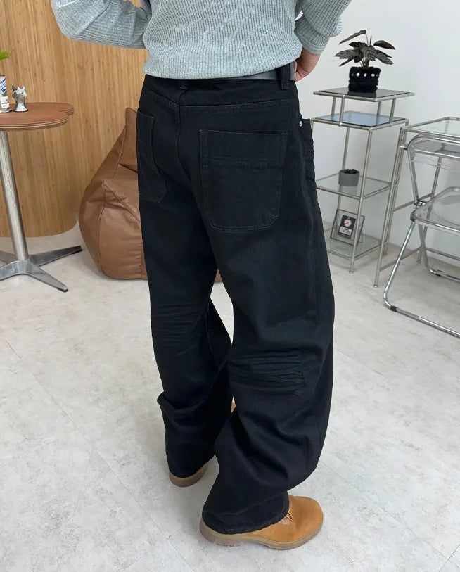 Topel Wrinkle Curved Denim Pants