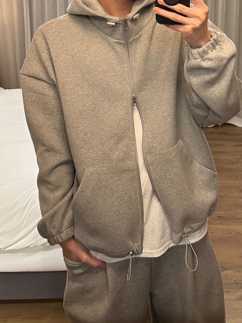 Unisex high neck hood zip-up