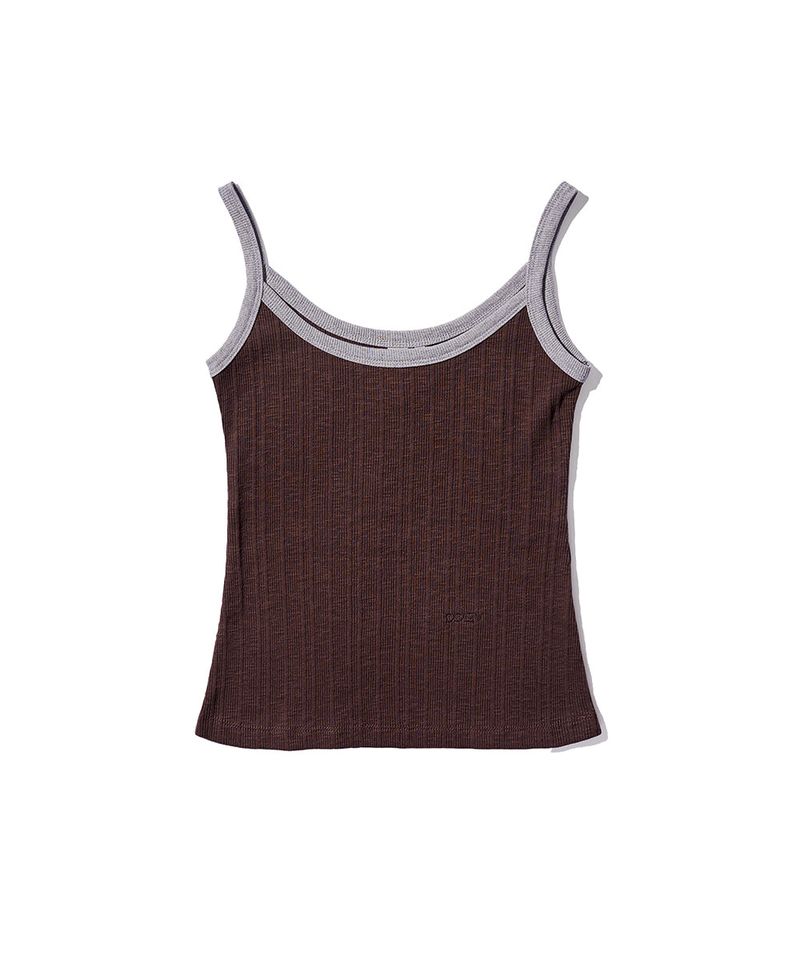 Ringer Sleeveless Top - Brown/Grey