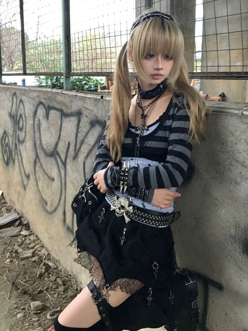Skull Stripe Two-Piece Set