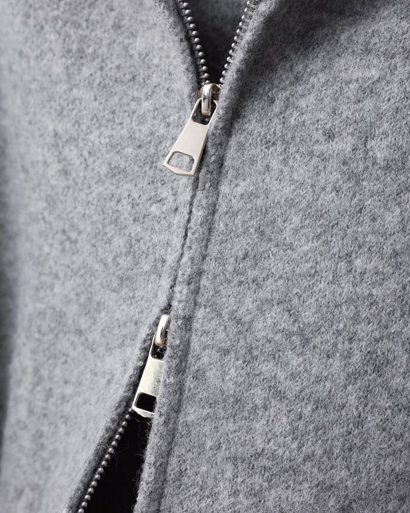 Merry wool knit hood zip-up