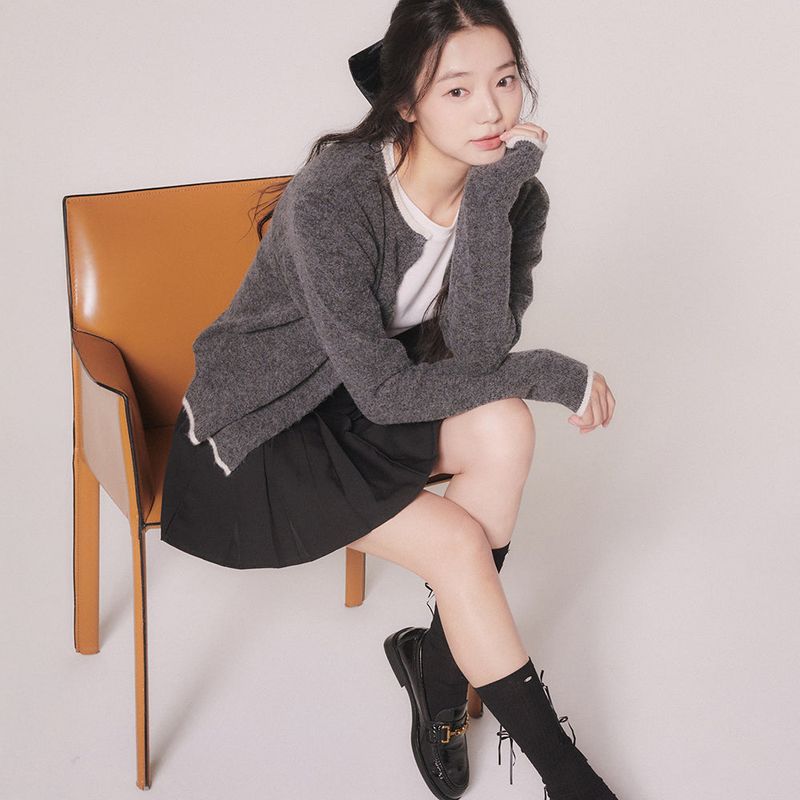 mellotory（メロートリー）の「LINE BOUCLE KNIT CARDIGAN (DEEP GRAY)（Tops）」