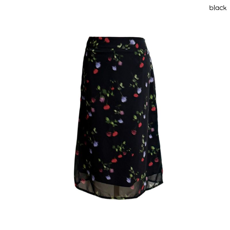 (2color) Smudge Flower Silky Skirt