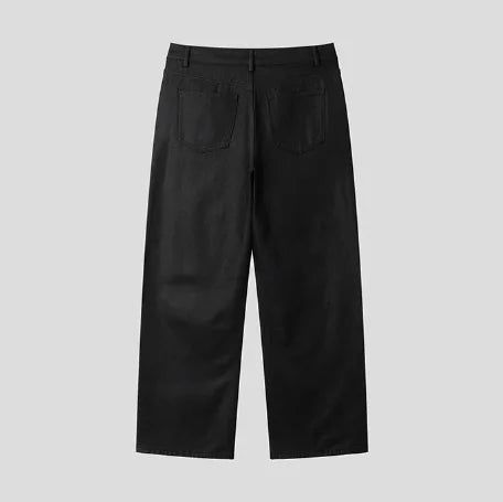 Canto Coated Black Denim Wide Pants
