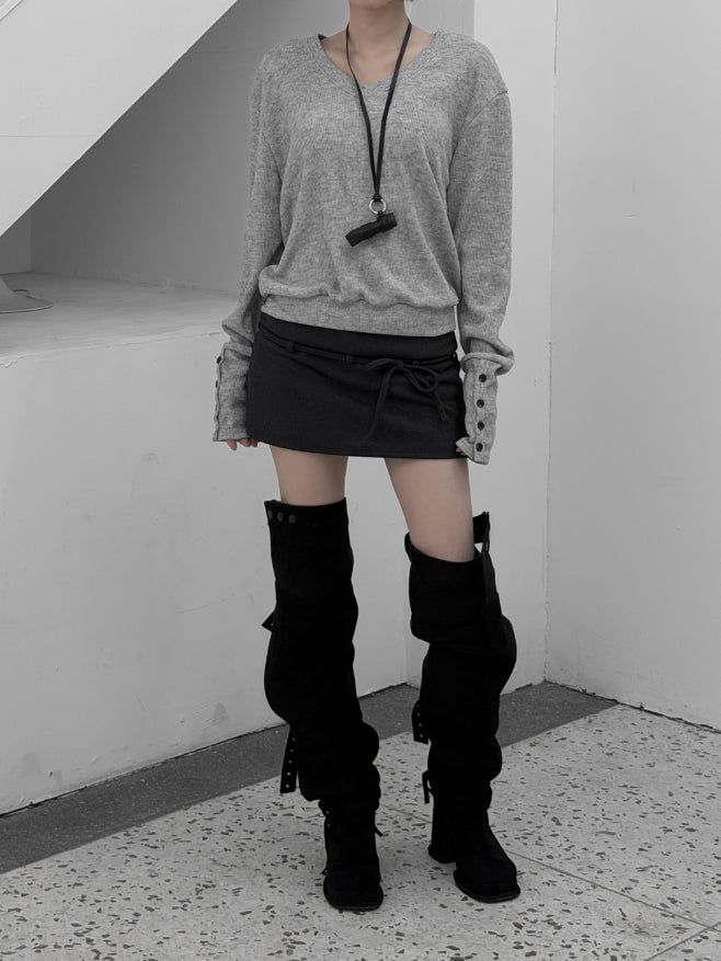 Zven Button V-Neck Knit