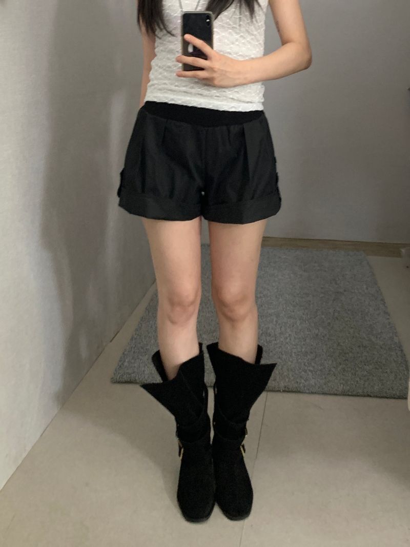 Teagan Roll-up Elastic-Waist Shorts