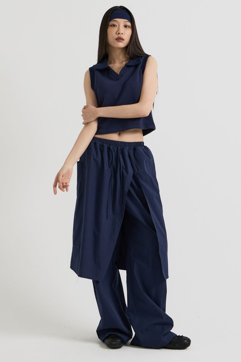 Sleeveless collar vest, Navy
