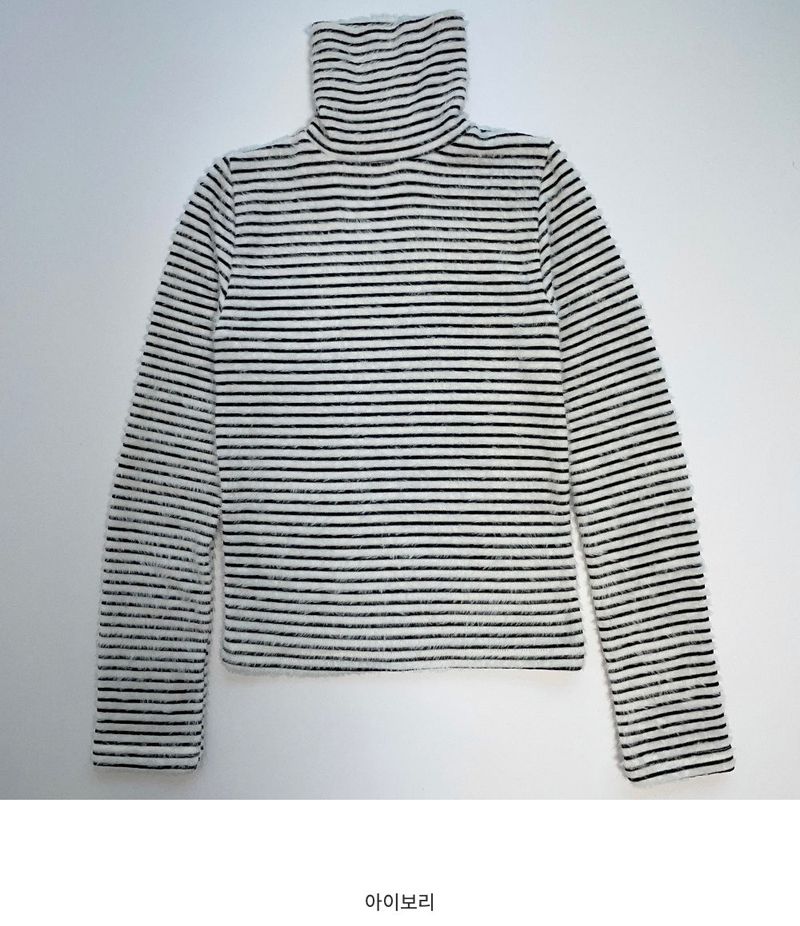 Tencel turtleneck striped t
