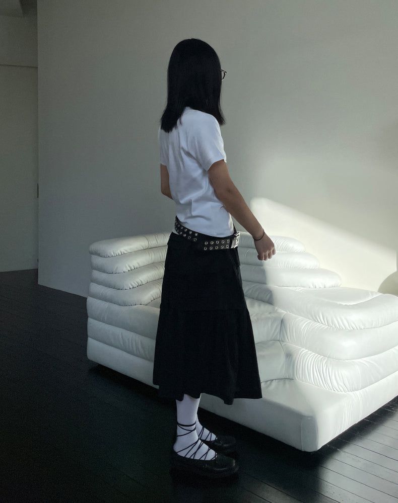 double eyelet leather belt