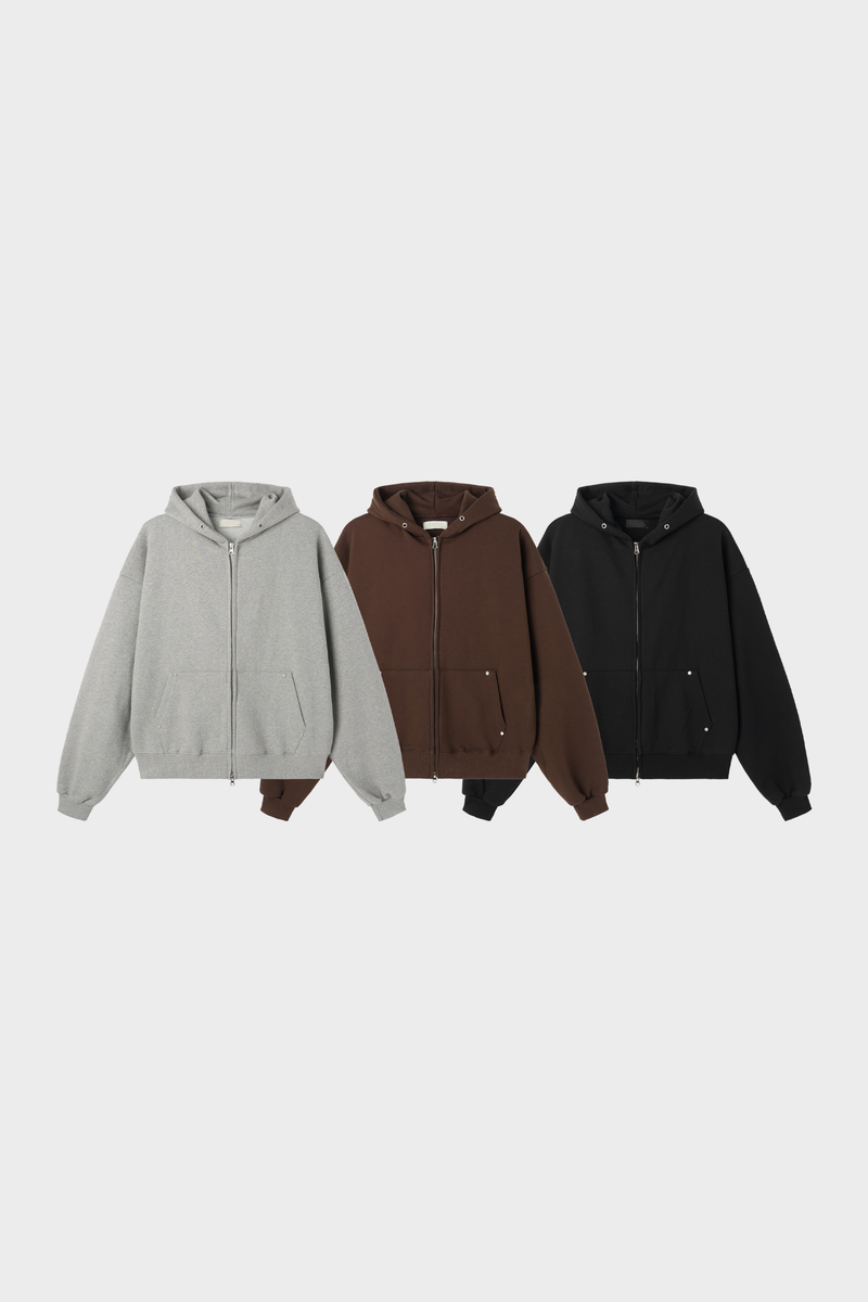 Hold rivet crop hooded zip-up