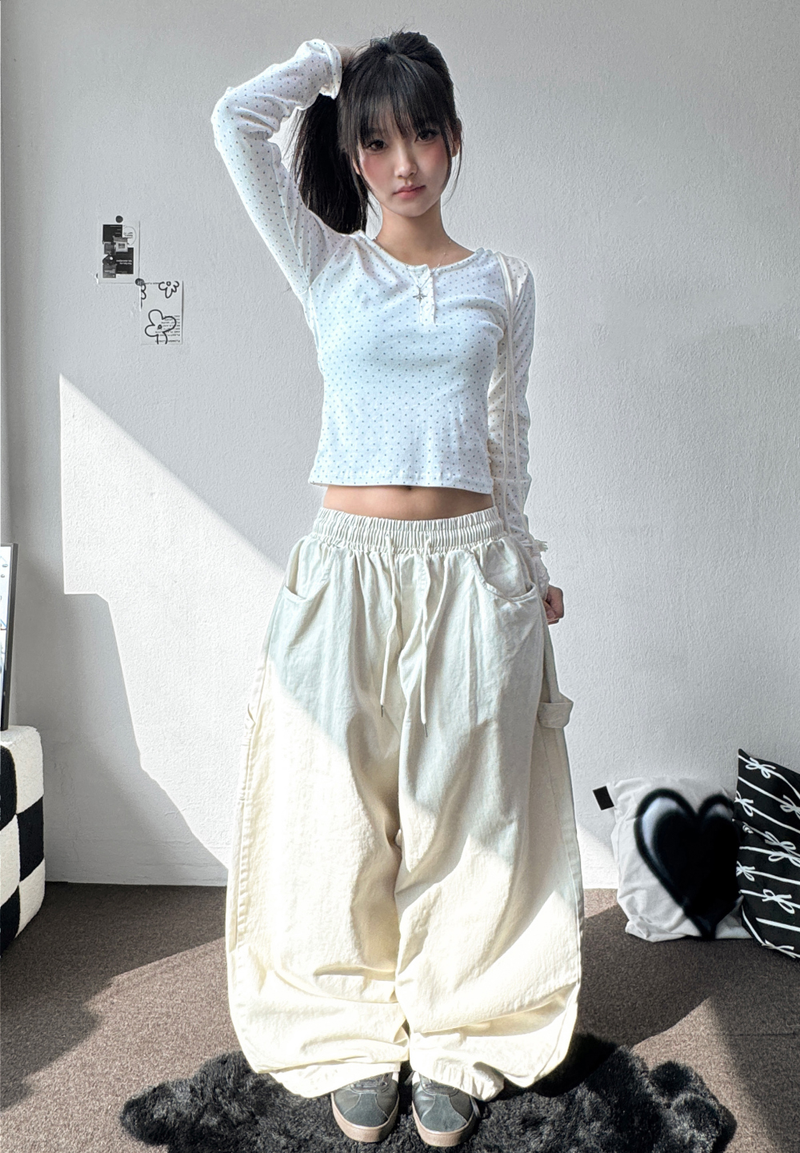 Turi Carpenter Rivet Balloon Cotton Washed Long Pants 4 Colors