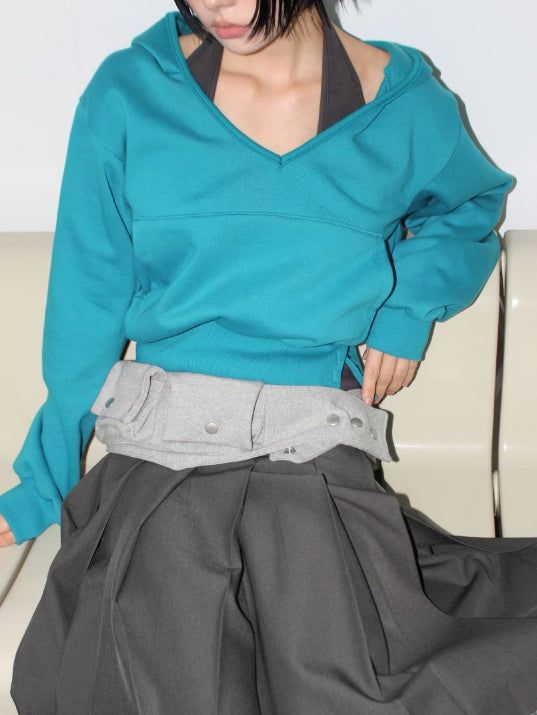 [SET] BUTTON V-HOODIE & HALTER