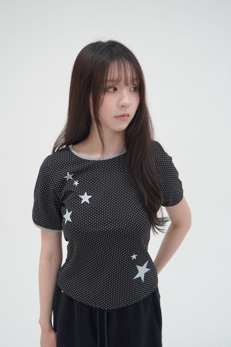 DOT STAR LINGER SLIM T-SHIRTS [BLACK]