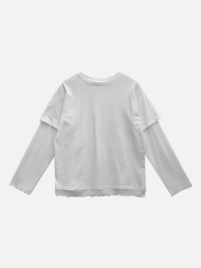 Sheer See-Through Layered Long Sleeve (4c)