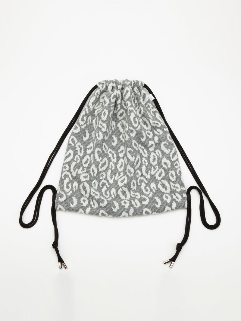 sloppipie（スロッピパイ）の「【MADE】boheme leopard knit string bag [gray]（Bags）」