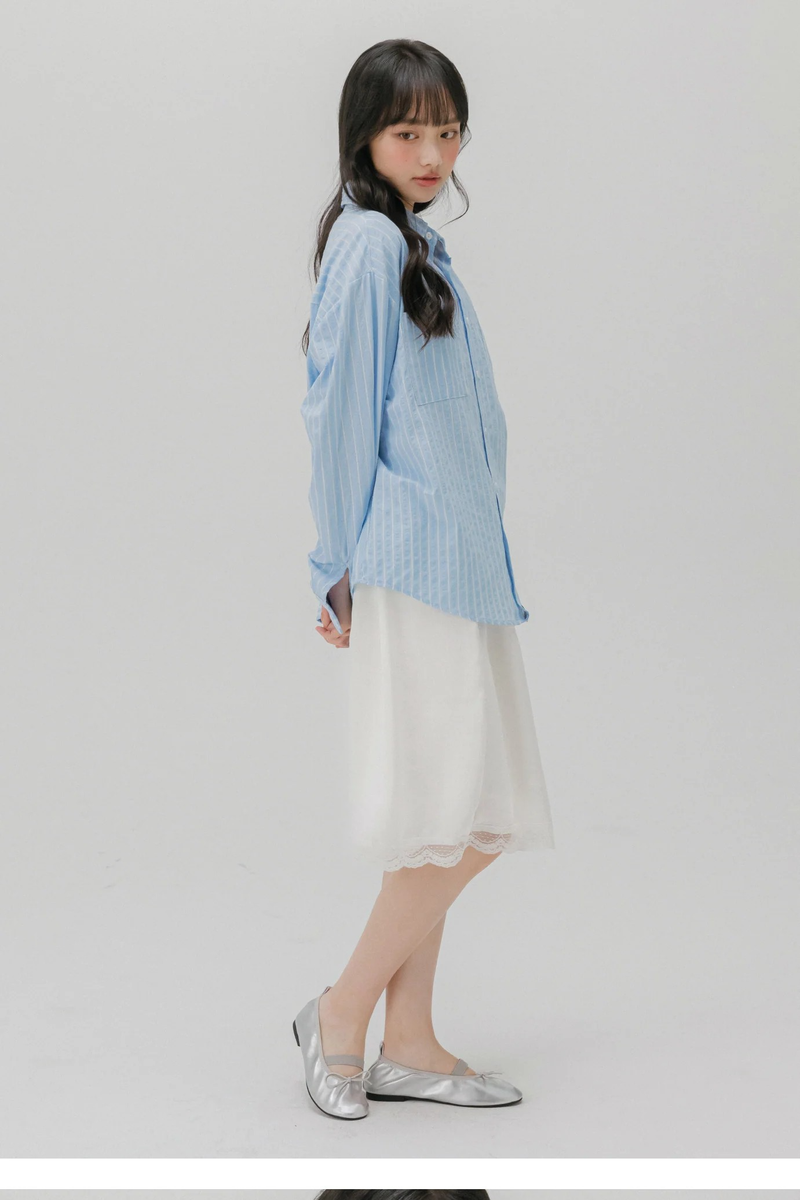 TWO POCKET STRIPE SHIRT (LIGHT BLUE)
