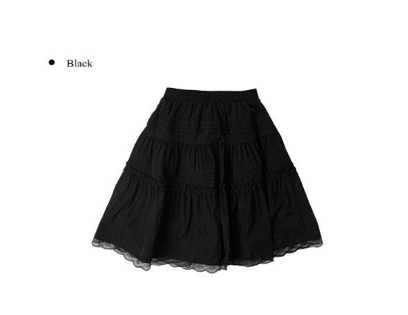 Tirin Pintuck Frill Lace Midi Skirt