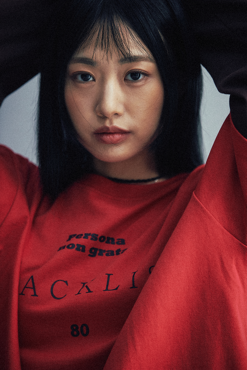 Blacklist lettering Layered tee (Red/Brown)