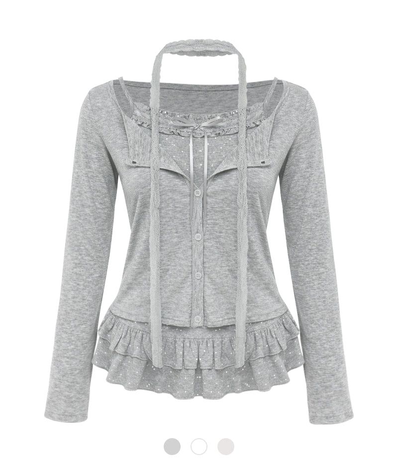 Cozy&Kitsch（コージーアンドキッチ）の「Miel Dot Frill Cardigan Set（Setup）」