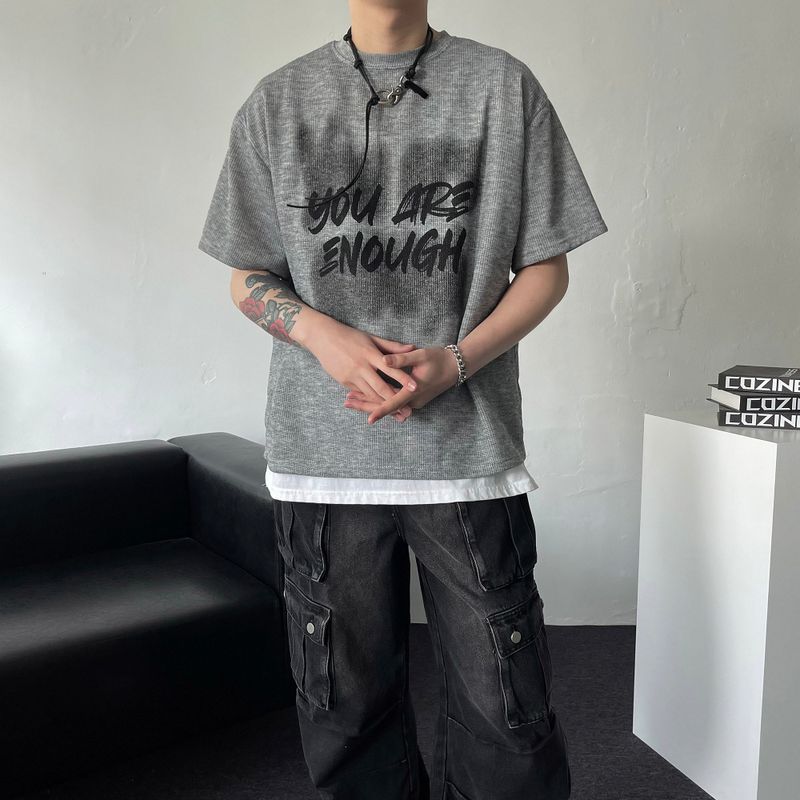 COZINESS（コジネス）の「GL Lettering Knitwear Short-Sleeved (4 colors)（Tops）」