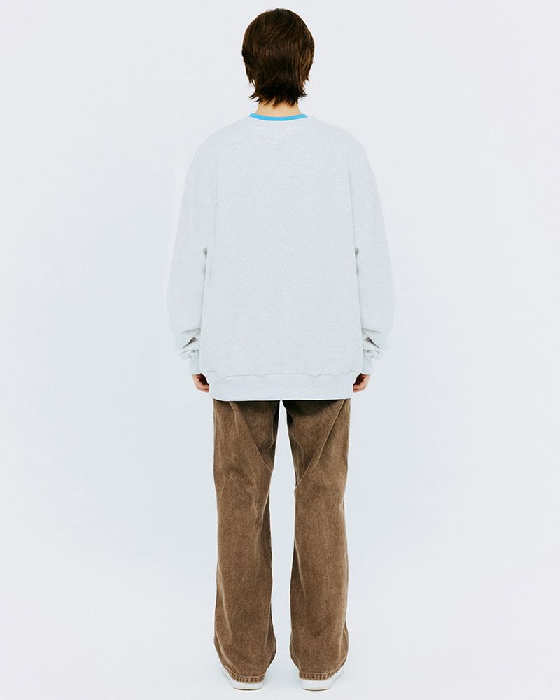 THICKET MACHINE TYPO SWEATSHIRT-WHITE MELANGE