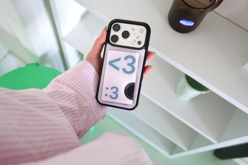 [MADE] Number 3 emoji case + card slot  (Vintage pink)