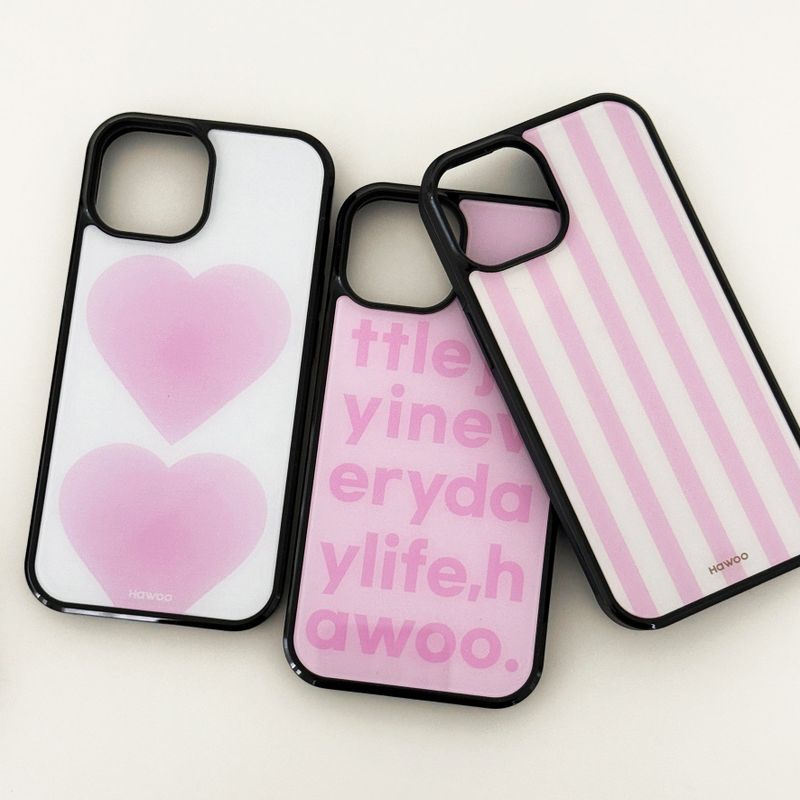 lettering glossy glass bumper case (pink)