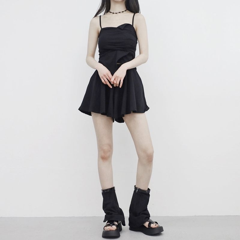 pesh string bolero + shirring sleeveless + shorts set