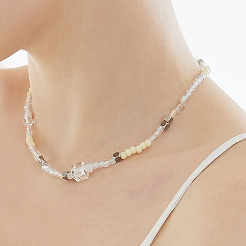 Glass Beads Mix Line Necklace 