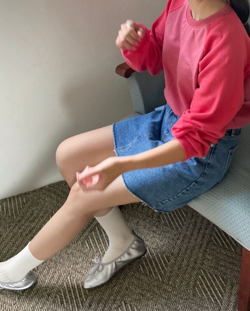 キャンパスカッティングデニムスカート
