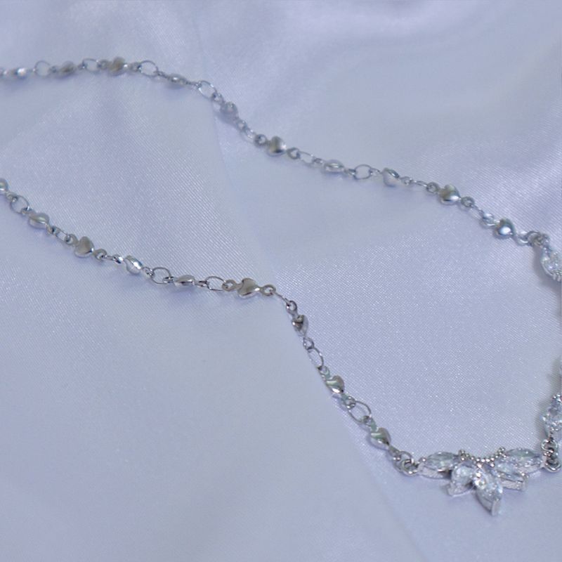 crystal crown heart chain necklace