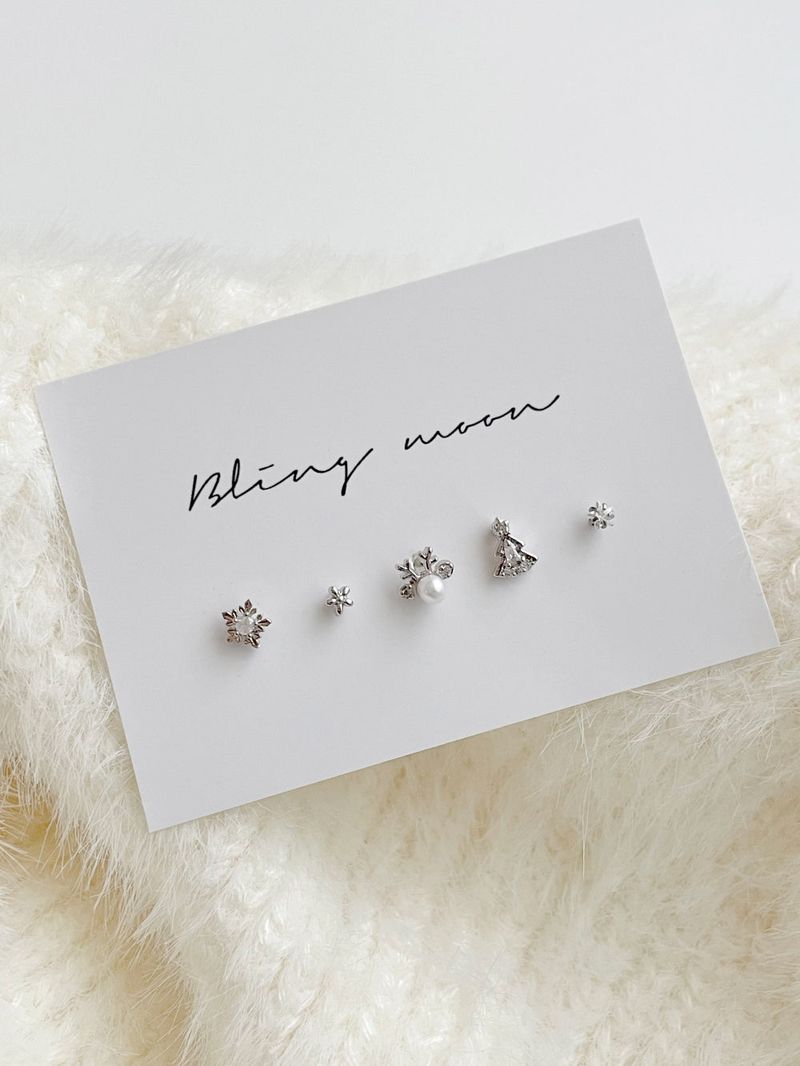 [5 set] white winter piercing set