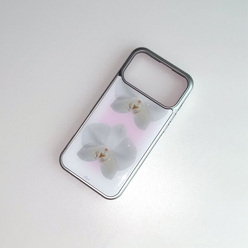 [MADE] ORCHID PHONE CASE (epoxy silver bumper)