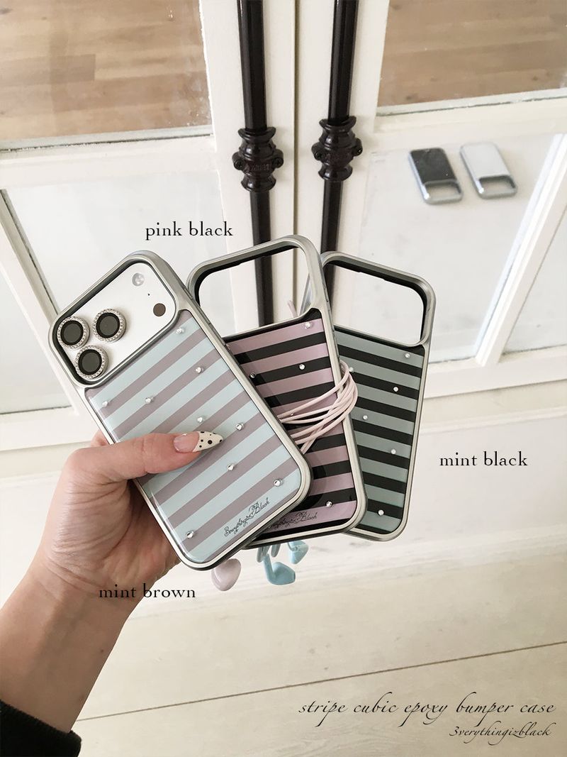 stripe epoxy bumper case [pink black]