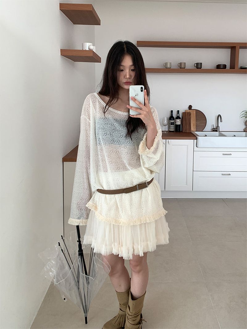 POM CHIFFON SKIRT (2C)