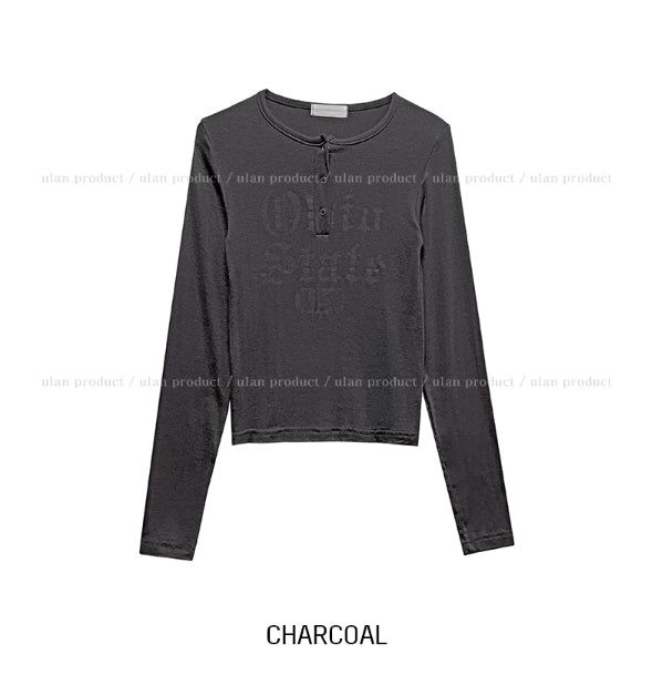 State Crack Lettering Button Long Sleeve