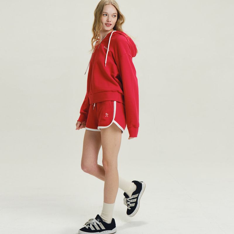 Half Zip-up Hoodie Sweatshirts Red
