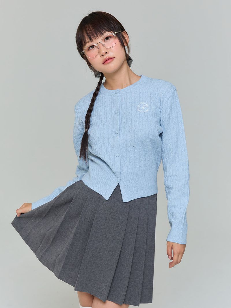 EMBROIDERED TWIST CARDIGAN - SKYBLUE