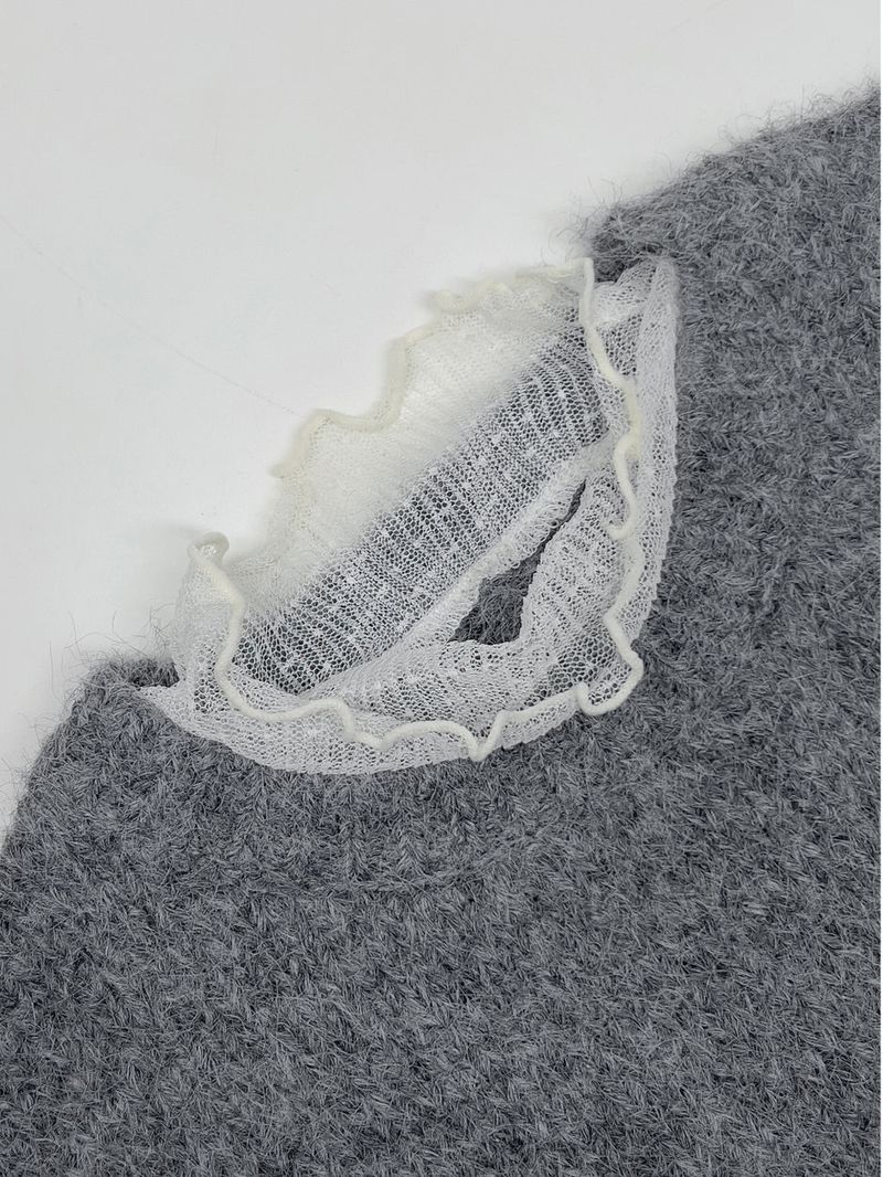 Frilled See-Through Layered Knit