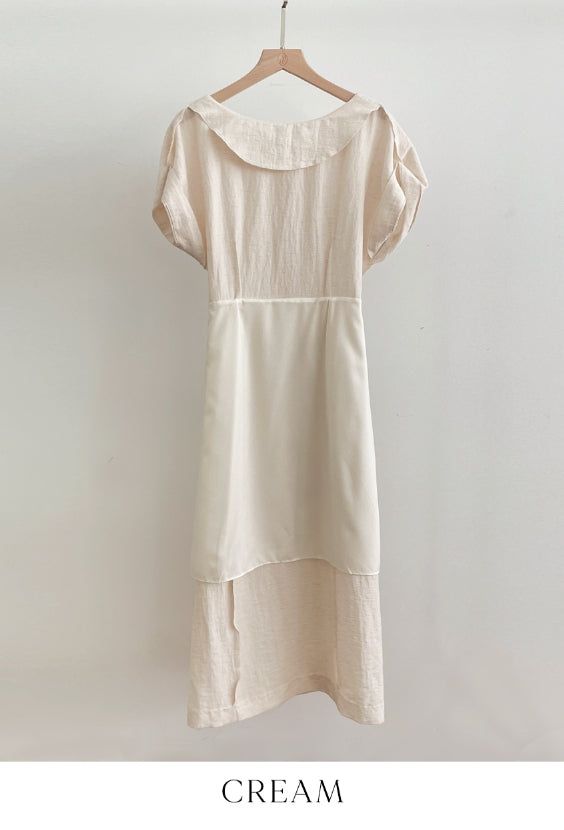 Opil Balloon Sleeve Linen Long One Piece