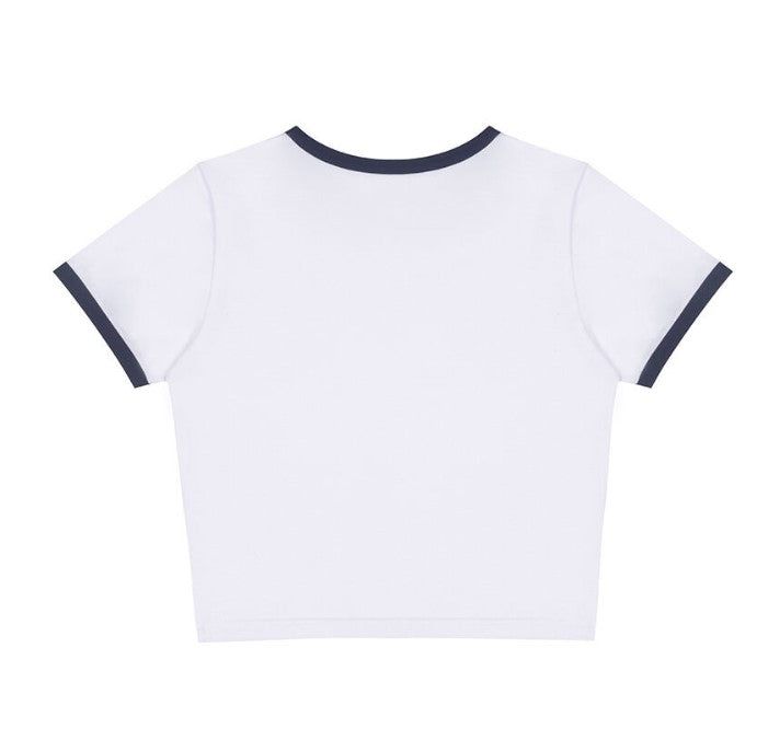 0 5 clut studio ringer crop t-shirt - NAVY