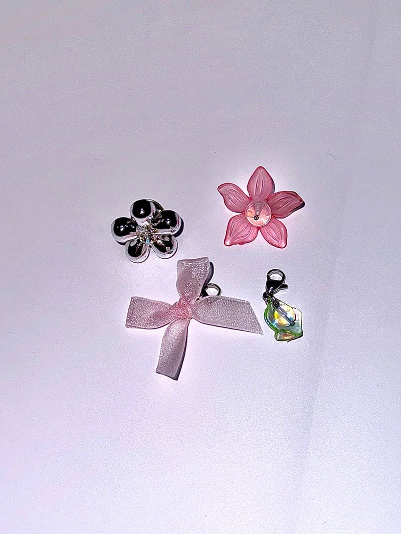 Flower ribbon custom shoes charms (2set)