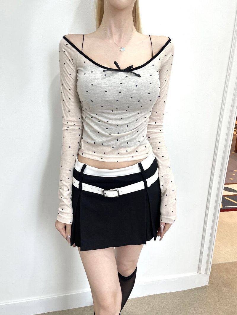 1298. Dot ribbon long sleeve T set