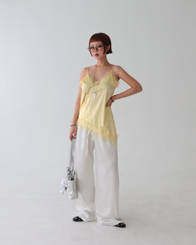 unbalanced lace bustier blouse