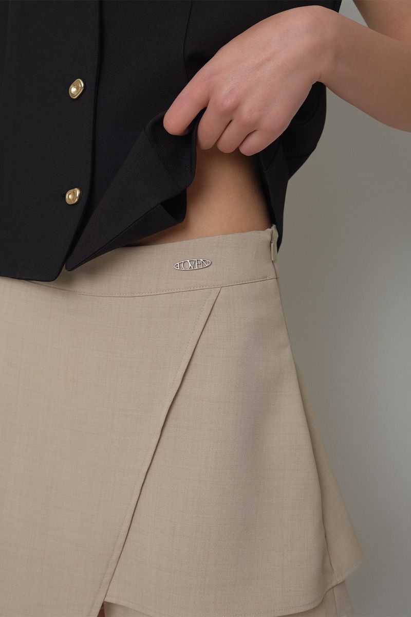 Wrap Skirt Short Pants_Beige