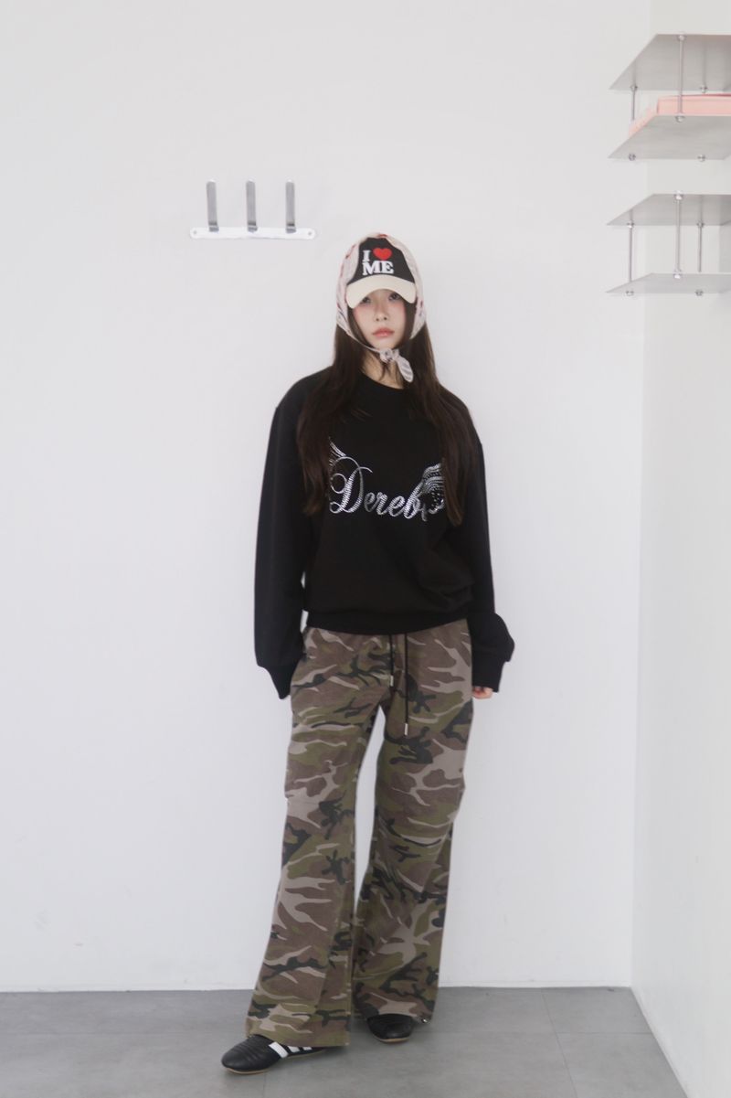 camo casual banding straight pants