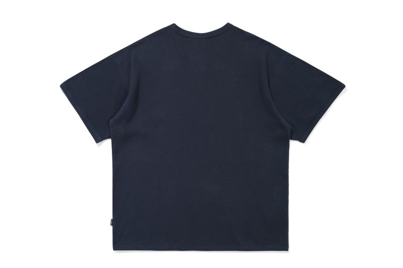 BUTTON UP WAFFLE HENLEY NECK_NAVY