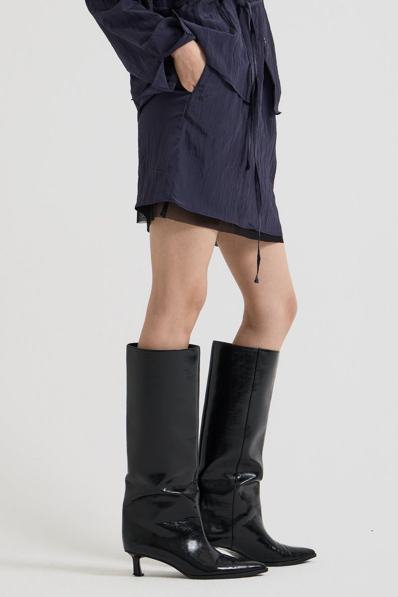 Sheer Layered Mini Skirt, Charcoal