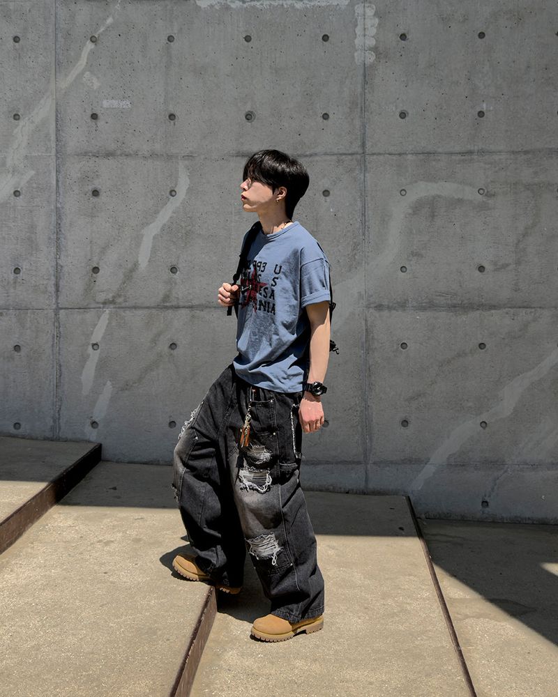 Devon Carpenter Wide Distressed Denim